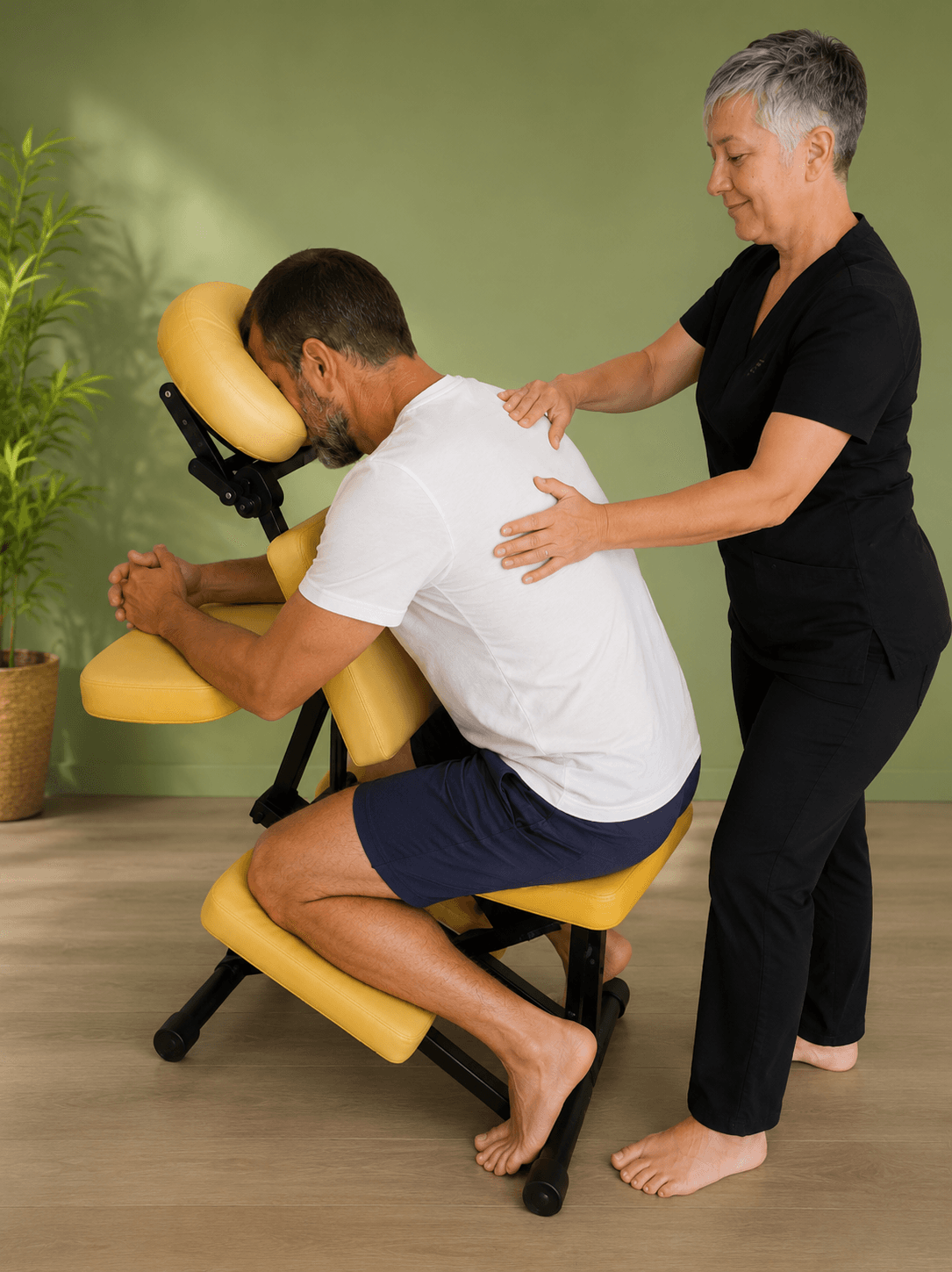 Massage assis sur chaise ergonomique